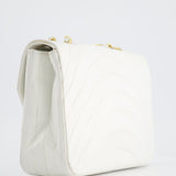 Chanel White Half Moon Curve Flap Vintage Quilted Bag With 24k Gold Hardware