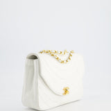 Chanel White Half Moon Curve Flap Vintage Quilted Bag With 24k Gold Hardware