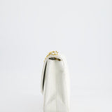 Chanel White Half Moon Curve Flap Vintage Quilted Bag With 24k Gold Hardware