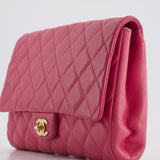 Chanel Pink Timeless Clutch on Chain in Lambskin Leather with Brushed Gold Hardware