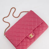 Chanel Pink Timeless Clutch on Chain in Lambskin Leather with Brushed Gold Hardware