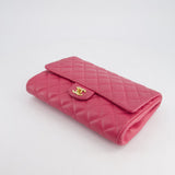 Chanel Pink Timeless Clutch on Chain in Lambskin Leather with Brushed Gold Hardware