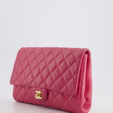 Chanel Pink Timeless Clutch on Chain in Lambskin Leather with Brushed Gold Hardware