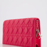 Christian Dior Strawberry Pink Lady Dior Voyager Long Clutch with Champagne Gold Hardware