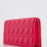 Christian Dior Strawberry Pink Lady Dior Voyager Long Clutch with Champagne Gold Hardware