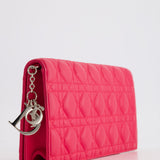 Christian Dior Strawberry Pink Lady Dior Voyager Long Clutch with Champagne Gold Hardware