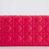 Christian Dior Strawberry Pink Lady Dior Voyager Long Clutch with Champagne Gold Hardware