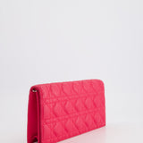 Christian Dior Strawberry Pink Lady Dior Voyager Long Clutch with Champagne Gold Hardware