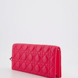 Christian Dior Strawberry Pink Lady Dior Voyager Long Clutch with Champagne Gold Hardware