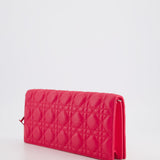 Christian Dior Strawberry Pink Lady Dior Voyager Long Clutch with Champagne Gold Hardware