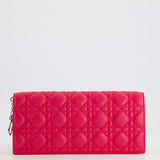 Christian Dior Strawberry Pink Lady Dior Voyager Long Clutch with Champagne Gold Hardware