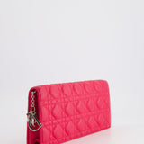 Christian Dior Strawberry Pink Lady Dior Voyager Long Clutch with Champagne Gold Hardware