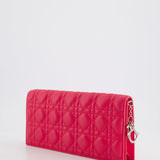 Christian Dior Strawberry Pink Lady Dior Voyager Long Clutch with Champagne Gold Hardware