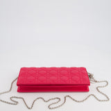 Christian Dior Strawberry Pink Lady Dior Voyager Long Clutch with Champagne Gold Hardware