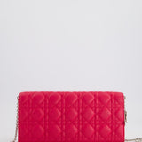 Christian Dior Strawberry Pink Lady Dior Voyager Long Clutch with Champagne Gold Hardware