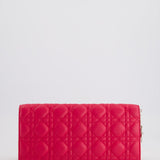 Christian Dior Strawberry Pink Lady Dior Voyager Long Clutch with Champagne Gold Hardware