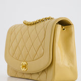 Chanel Vintage Single Flap Diana Bag in Beige Lambskin Leather With 24K Gold Hardware