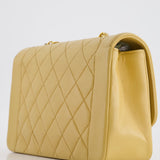 Chanel Vintage Single Flap Diana Bag in Beige Lambskin Leather With 24K Gold Hardware