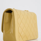 Chanel Vintage Single Flap Diana Bag in Beige Lambskin Leather With 24K Gold Hardware