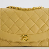 Chanel Vintage Single Flap Diana Bag in Beige Lambskin Leather With 24K Gold Hardware