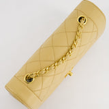 Chanel Vintage Single Flap Diana Bag in Beige Lambskin Leather With 24K Gold Hardware