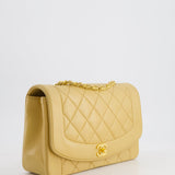 Chanel Vintage Single Flap Diana Bag in Beige Lambskin Leather With 24K Gold Hardware