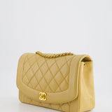 Chanel Vintage Single Flap Diana Bag in Beige Lambskin Leather With 24K Gold Hardware