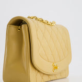 Chanel Vintage Single Flap Diana Bag in Beige Lambskin Leather With 24K Gold Hardware