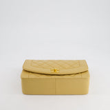 Chanel Vintage Single Flap Diana Bag in Beige Lambskin Leather With 24K Gold Hardware