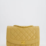 Chanel Vintage Single Flap Diana Bag in Beige Lambskin Leather With 24K Gold Hardware