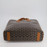 Goyard Voltaire Tan and Black Shoulder Tote Bag in Goyardine Canvas and Chevroches Calfskin