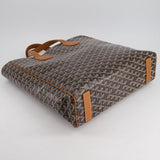 Goyard Voltaire Tan and Black Shoulder Tote Bag in Goyardine Canvas and Chevroches Calfskin