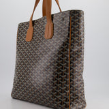 Goyard Voltaire Tan and Black Shoulder Tote Bag in Goyardine Canvas and Chevroches Calfskin