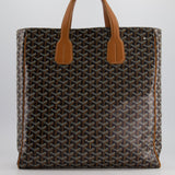 Goyard Voltaire Tan and Black Shoulder Tote Bag in Goyardine Canvas and Chevroches Calfskin