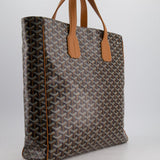 Goyard Voltaire Tan and Black Shoulder Tote Bag in Goyardine Canvas and Chevroches Calfskin