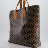 Goyard Voltaire Tan and Black Shoulder Tote Bag in Goyardine Canvas and Chevroches Calfskin