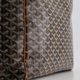 Goyard Voltaire Tan and Black Shoulder Tote Bag in Goyardine Canvas and Chevroches Calfskin