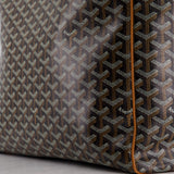 Goyard Voltaire Tan and Black Shoulder Tote Bag in Goyardine Canvas and Chevroches Calfskin