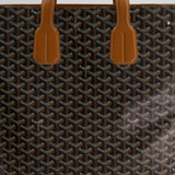 Goyard Voltaire Tan and Black Shoulder Tote Bag in Goyardine Canvas and Chevroches Calfskin