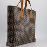 Goyard Voltaire Tan and Black Shoulder Tote Bag in Goyardine Canvas and Chevroches Calfskin