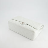 Chanel White Classic Maxi Double Flap Bag in Caviar Leather with Silver Hardware