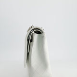 Chanel White Classic Maxi Double Flap Bag in Caviar Leather with Silver Hardware