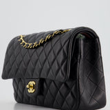 Chanel Medium Black Classic Double Flap Bag in Lambskin Leather with Gold Hardware