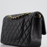 Chanel Medium Black Classic Double Flap Bag in Lambskin Leather with Gold Hardware