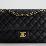 Chanel Medium Black Classic Double Flap Bag in Lambskin Leather with Gold Hardware