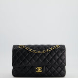 Chanel Medium Black Classic Double Flap Bag in Lambskin Leather with Gold Hardware