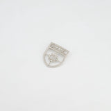 Chanel Silver Crystal Large Brooch with CC and Logo Details