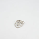 Chanel Silver Crystal Large Brooch with CC and Logo Details