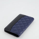 Chanel Navy Gabrielle CC Yen Wallet with Gold Hardware