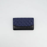 Chanel Navy Gabrielle CC Yen Wallet with Gold Hardware